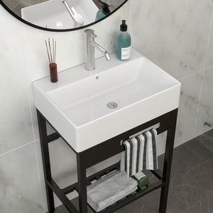 Console Sink With 304 Legs, 24" X 16.75", Wall Mounted Design - White / Black