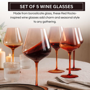 Red Rocks Gradient Colored Wine Glass | Set of 5 | 20 oz