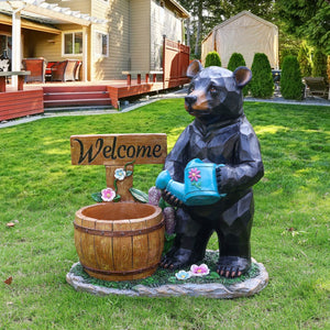 Outdoor Garden Sculpture Bear Flower Pot Planter