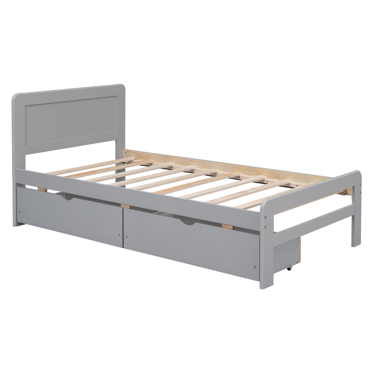 The Space-Saving Rubberwood Twin Bed With Integrated Storage