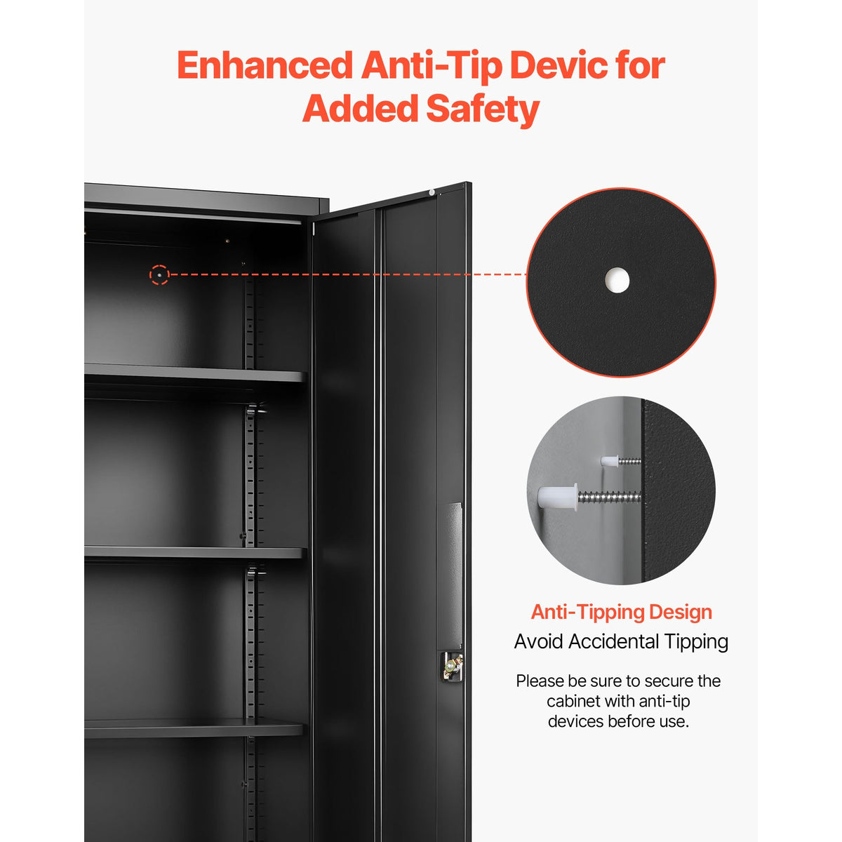 Metal Storage Cabinet, 68.9 in Lockable Steel Garage Cabinet