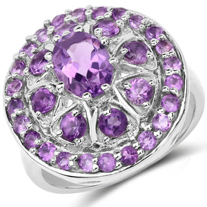 2.67 Carat Genuine Amethyst .925 Sterling Silver Ring