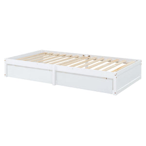 Daybed With Fence Guardrails And 2 Drawers, Split Into Independent Floor Bed & Daybed