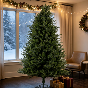 7 Ft Realistic PE/PVC Hybrid Christmas Tree with Fresh Pine Scent