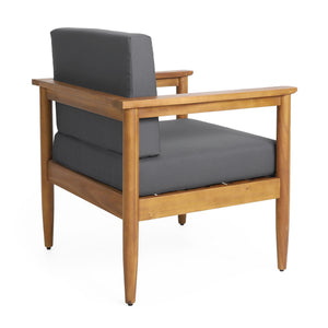 Outdoor Club Chair, Patio Chair With Teak Acacia Wood Frame - Dark Gray