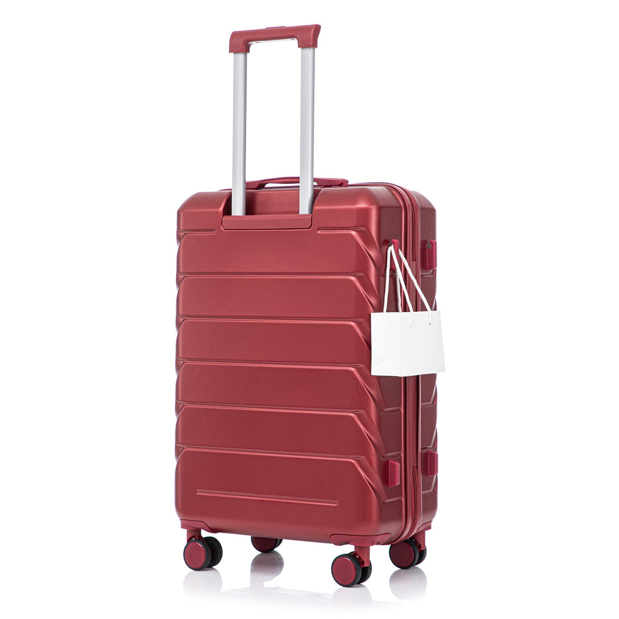 Set of 3 ABS Spinner Wheel Luggage in Wine Red - 20", 24", and 28"