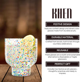 Khen Confetti Stemless Tumblers Set Colorful Drinkware  - 12oz Clear