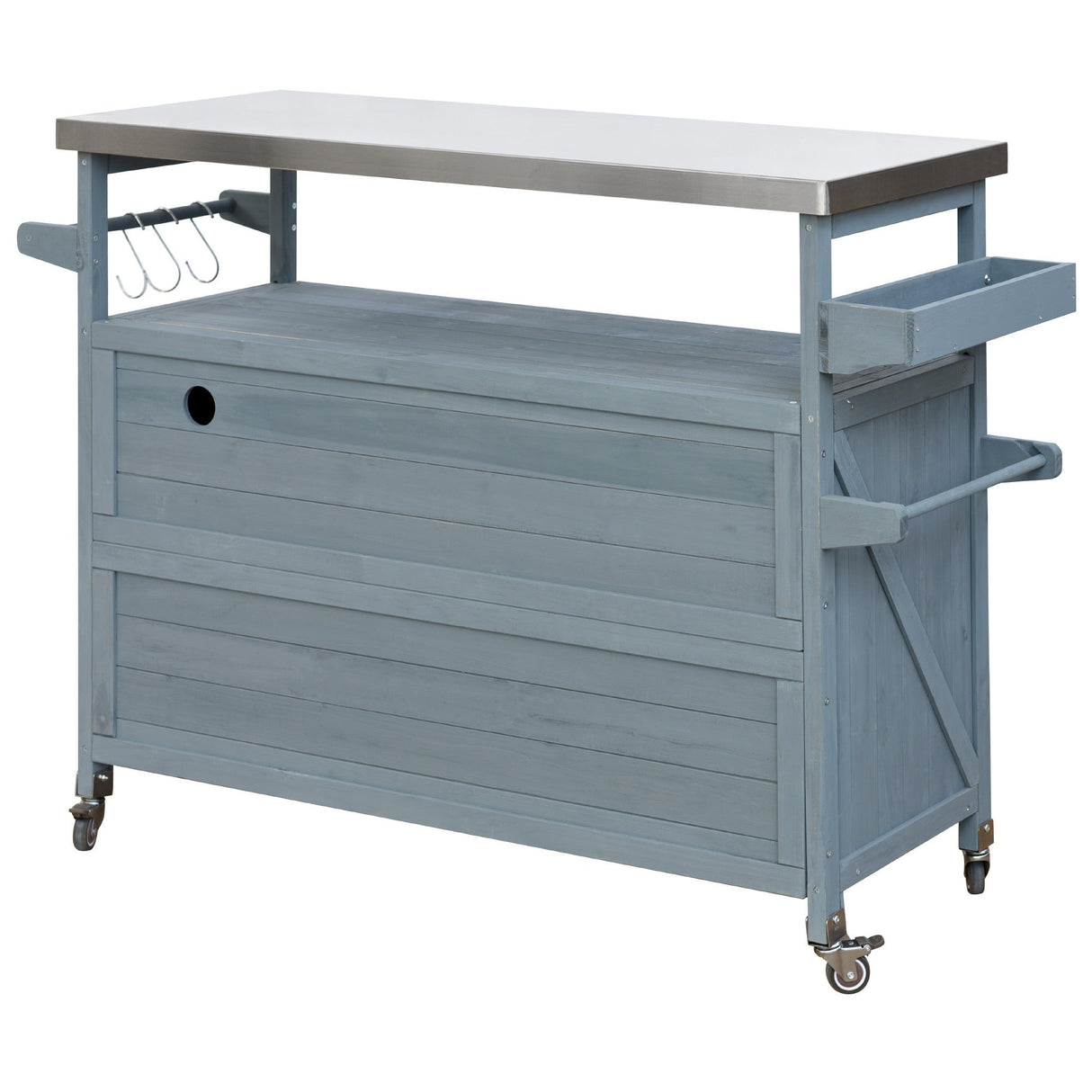 K&K Outdoor Kitchen Island, Rolling Bar Cart & Storage Cabinet