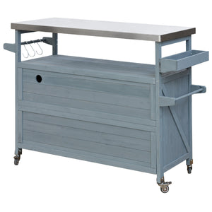 K&K Outdoor Kitchen Island, Rolling Bar Cart & Storage Cabinet