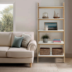Parker - Bookcase With 5 Shelves - Off White / Natural
