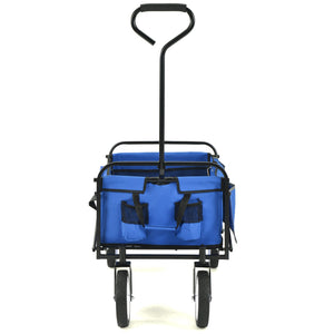 Folding Wagon Garden Shopping Beach Cart (Blue)