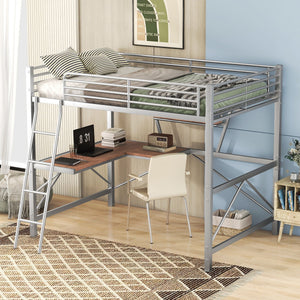 Loft Bed With Desk And Shelf, Modern Design
