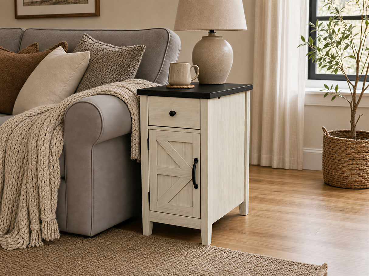 Farmhouse End Table with Charging Station