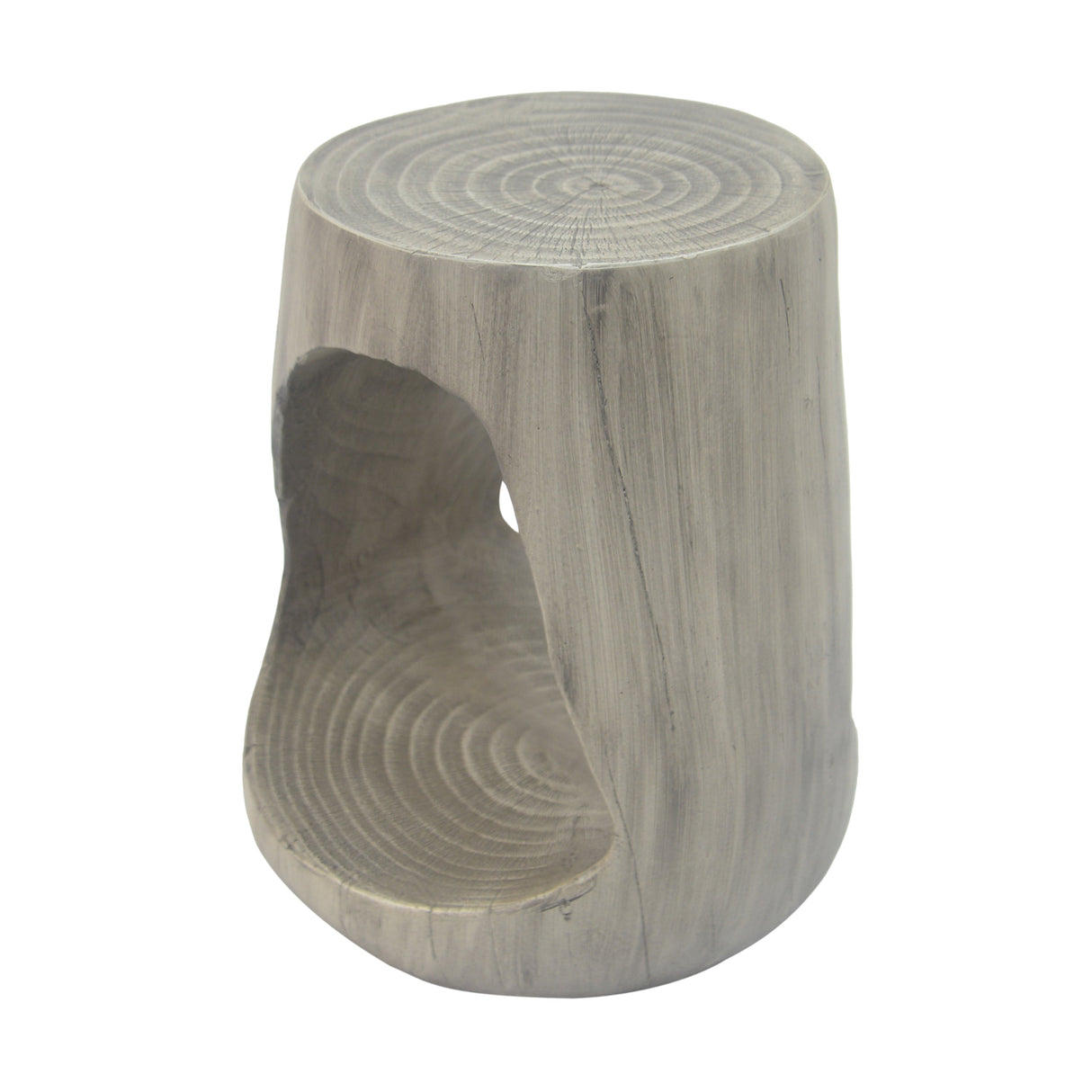 Hollow Side Table Wood-Like Texture Grey