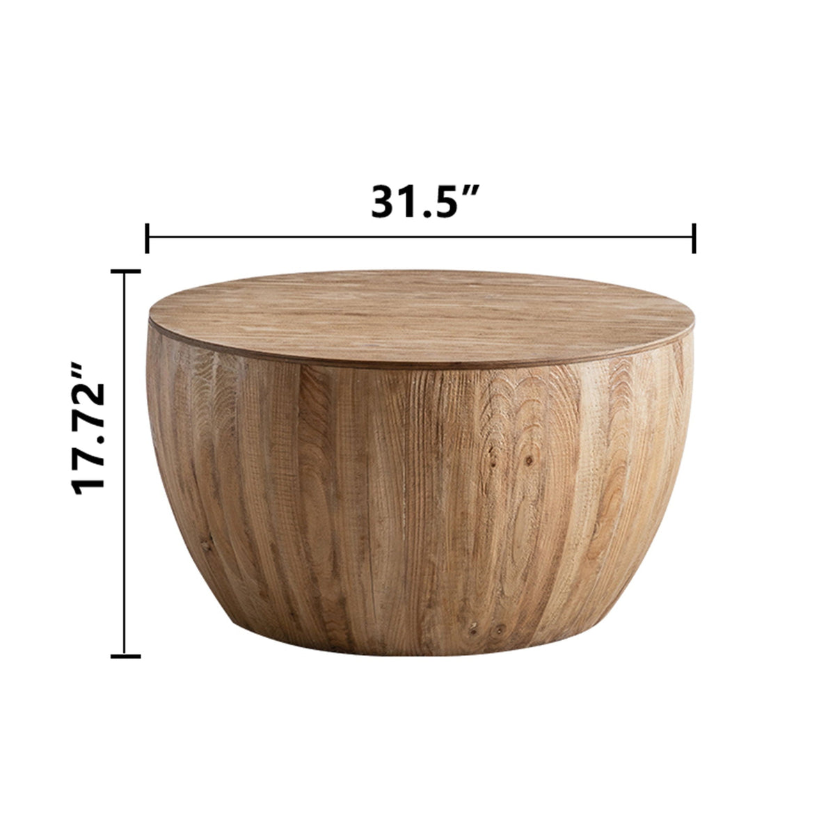 Vintage Style Barrel Coffee Table With Storage