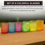 Hobnail glassware set of 6 Summer colors