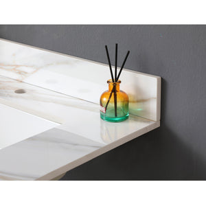 Elegant Vanity Top With Undermount Sink And Backsplash, Sintered Stone