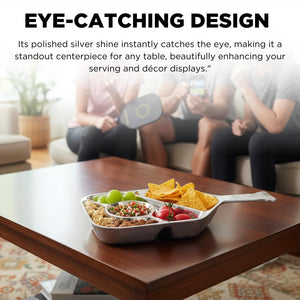 Silver Pickleball Serving Dish 13.7 Inch – Modern Decorative Tray with Heavy Polished Finish
