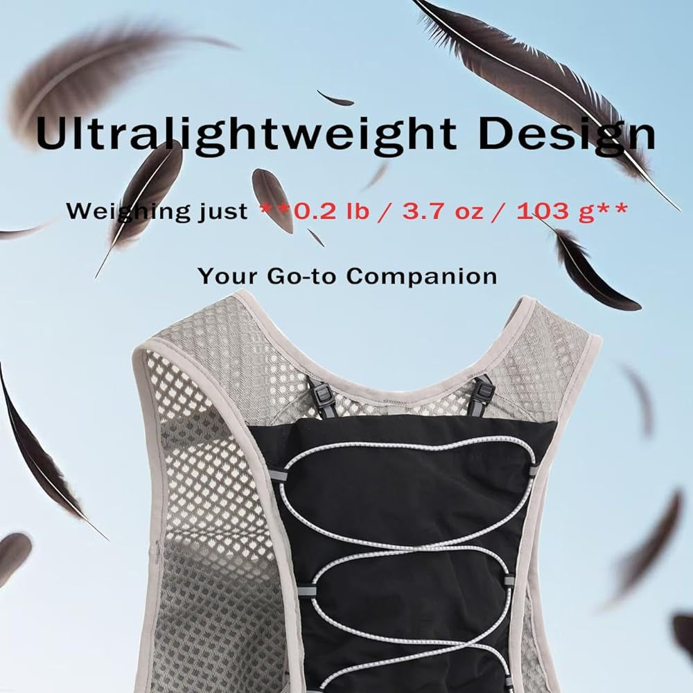 Ultra Lightweight Running Hydration Vest 2L Bladder 6 Pocket Pack 103g