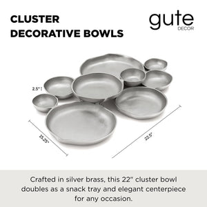 Cluster Decorative Bowls, Bright Silver Brass - Decoration