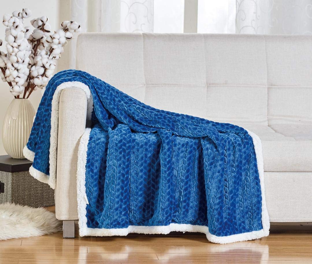 Decor&More HomeEssentials Ultra Lush Heavy Sherpa Throw Blanket (50" x 60")