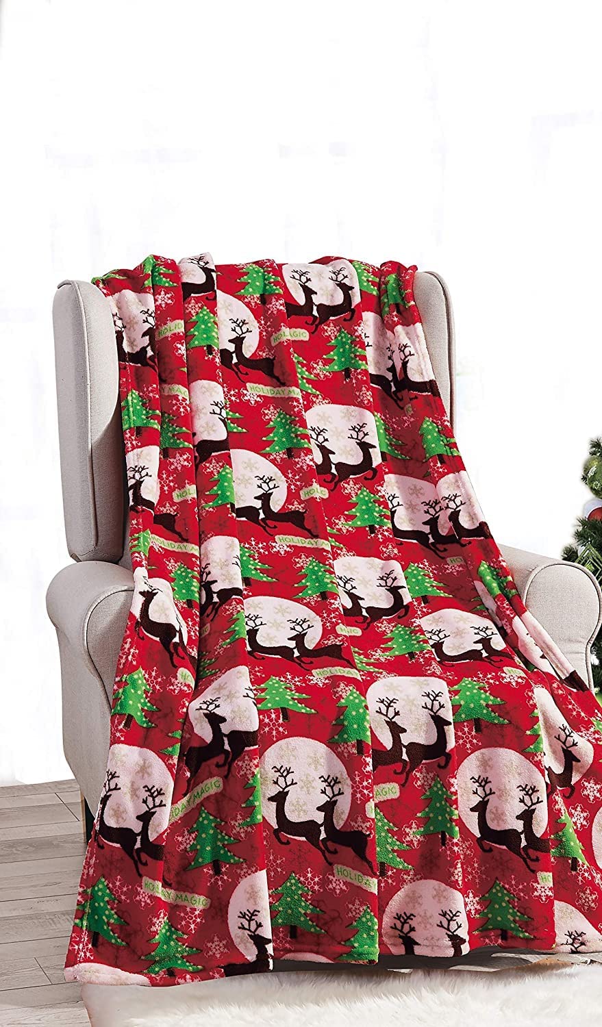 Noblehouse velvet touch holiday throw fleece blanket (50" x 60")