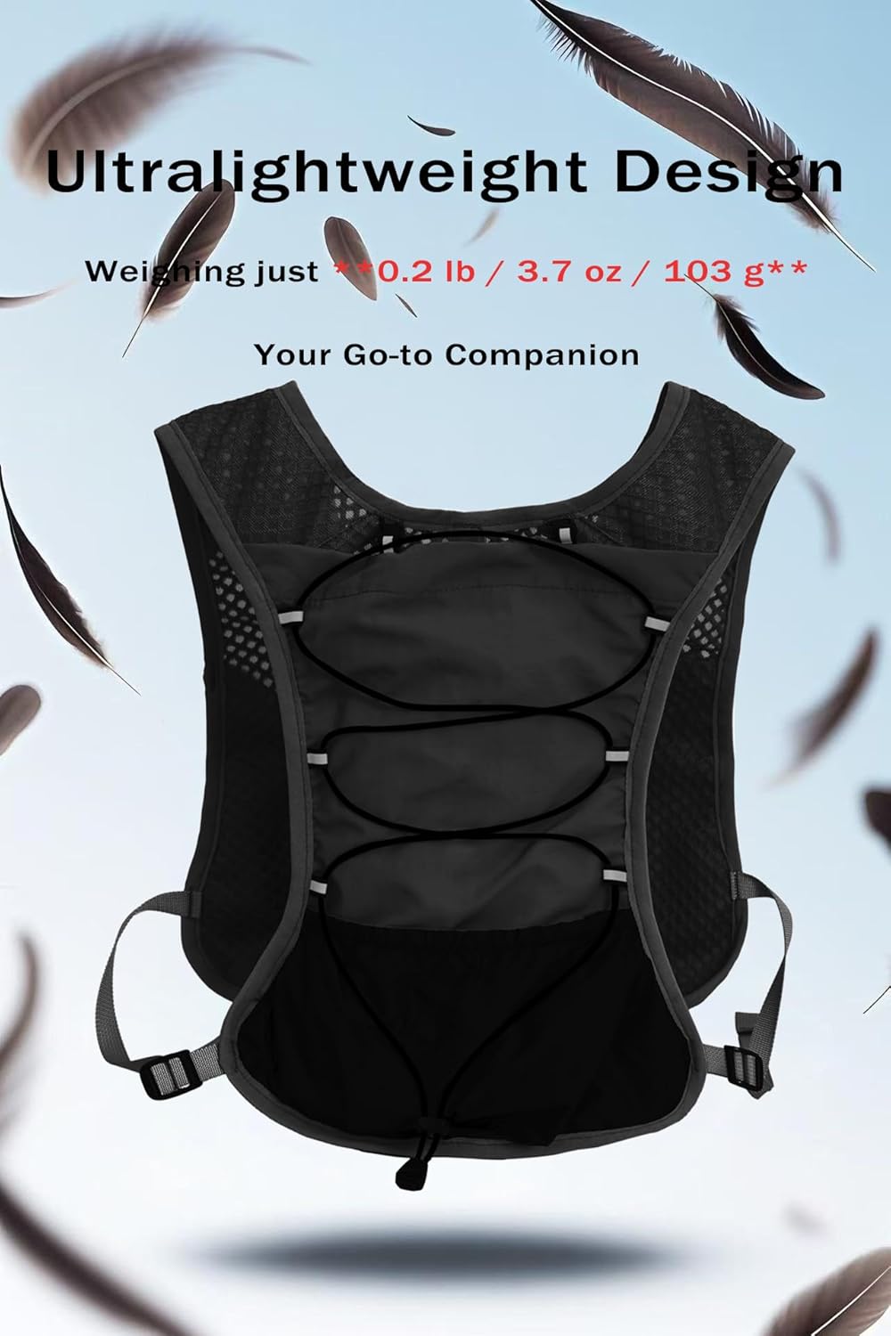 Ultra Lightweight Running Hydration Vest 2L Bladder 6 Pocket Pack 103g