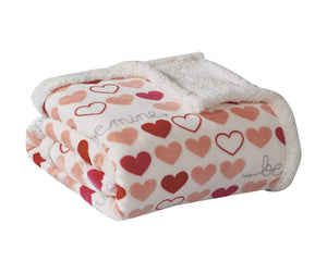 FAITH, HOPE, LOVE HOME DÉCOR Heart Throw Blanket – Ultra Soft Microplush 50"x60" | Cozy Love Theme Gift for Couch, Bed, Travel | Washable | Be Mine with Sherpa Backing