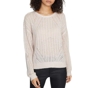 Sanctuary Womens Open Stitch Ribbed Trim Pullover Sweater Pink L