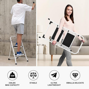 Lightweight Folding Step Stools with Anti-Slip Pedal - 330lbs Capacity