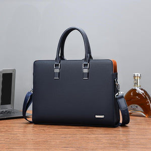 Genuine Leather Business Briefcase 15.6 Inch Laptop Bag Multi Compartment