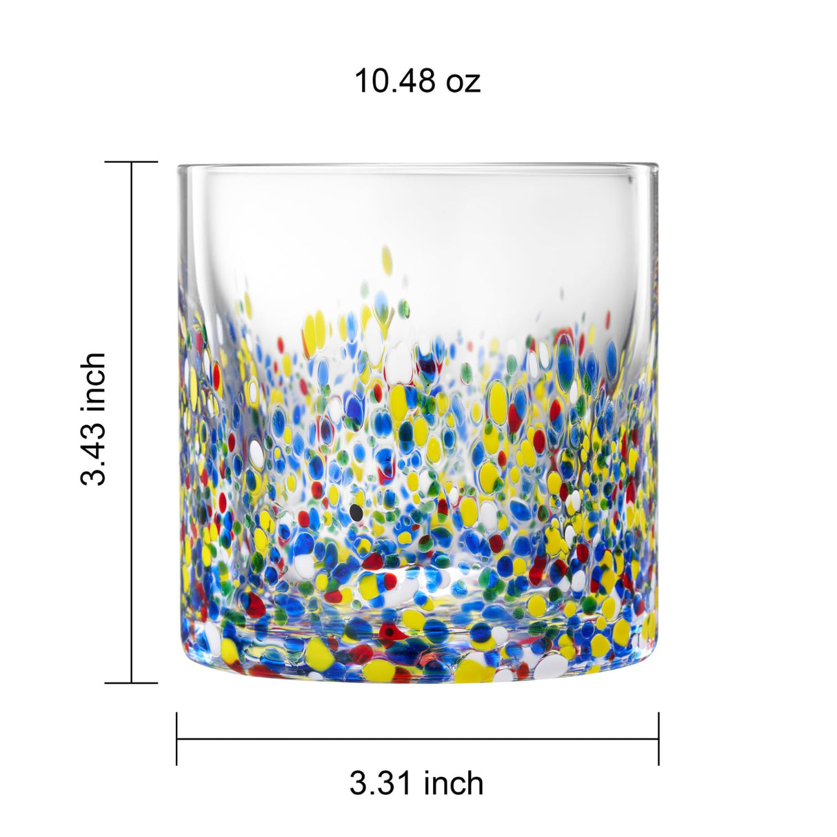 The Wine Savant Mexican Style Glass Hand Blown Colorful Artisan Design Glass Barware DOF Glassware - Confetti Rock