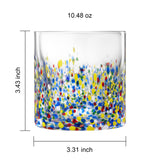 The Wine Savant Mexican Style Glass Hand Blown Colorful Artisan Design Glass Barware DOF Glassware - Confetti Rock