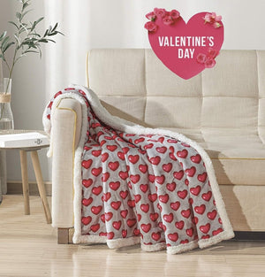 Decor&More Amor Eterno Be Mine Love Collection Valentine's Day Heart Ultra Plush Throw Blanket (50" x 60") -