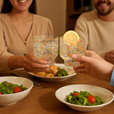 Khen Confetti Stemless Tumblers Set Colorful Drinkware  - 12oz Clear