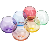 Colored Wine Glass Set, Large 12oz Bubble Glasses Set of 6, Unique Italian Style Tall for White & Red Wine, Water, Margarita Glasses, Color Tumbler, Gifts, Viral Beautiful Glassware (Stemless Bubble)