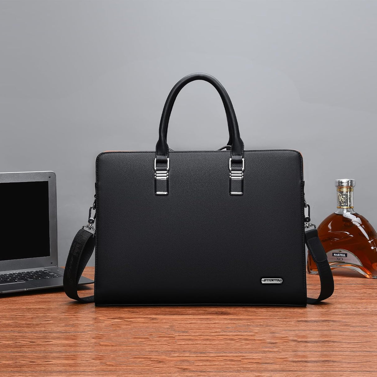 Genuine Leather Business Briefcase 15.6 Inch Laptop Bag Multi Compartment