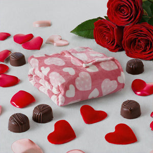 Decor&More Amor Eterno Be Mine Love Collection Valentine's Day Heart Ultra Plush Throw Blanket (50" x 60") -