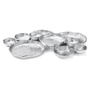 Cluster of 10 Round Serving Bowls Silver Clusters Decorative Tray