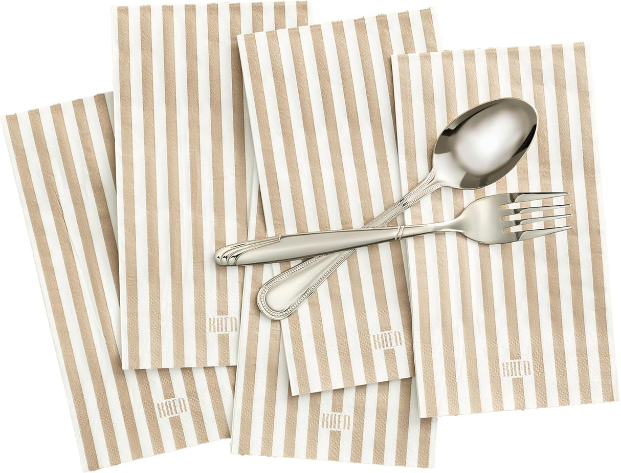 Tonal Striped Disposable Napkin Set in Smoke, 50 Pieces