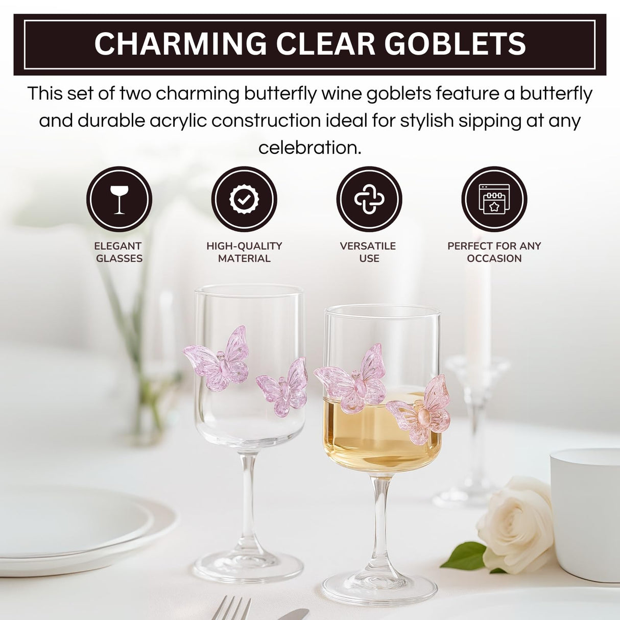 Butterfly Wine Goblet set of 2