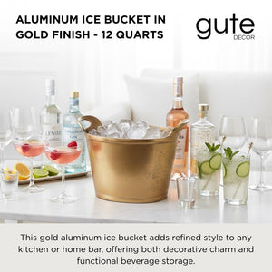 Solid Bronze Gold 12-Quart Double-Walled Insulated Ice Bucket & Champagne Cooler (13.4" x 9.45")