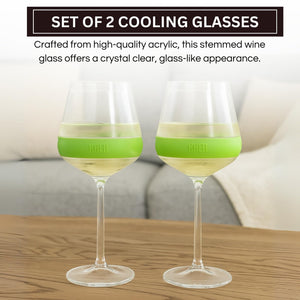 Stemmed Acrylic Cooling Wine  Glasses 14oz | Set of 2 | Green