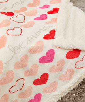 FAITH, HOPE, LOVE HOME DÉCOR Heart Throw Blanket – Ultra Soft Microplush 50"x60" | Cozy Love Theme Gift for Couch, Bed, Travel | Washable | Be Mine with Sherpa Backing