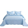 MarCielo Light Blue Cotton King Size Embroidered Bedspread Quilt Set