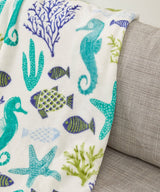 Decor&More Corales de Marina Blue Coral Seahorse Oceanic Microplush Throw Blanket Ocean Blanket for Boys and Girls and Kids of Any Age (50" x 60")