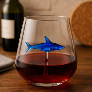 Handcrafted Stemless Shark Wine Glass - Personalized Set of 2