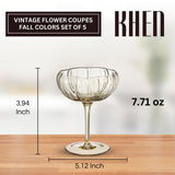 Flower Coupe Cocktail Glasses | Set of 4 | Bright Colors