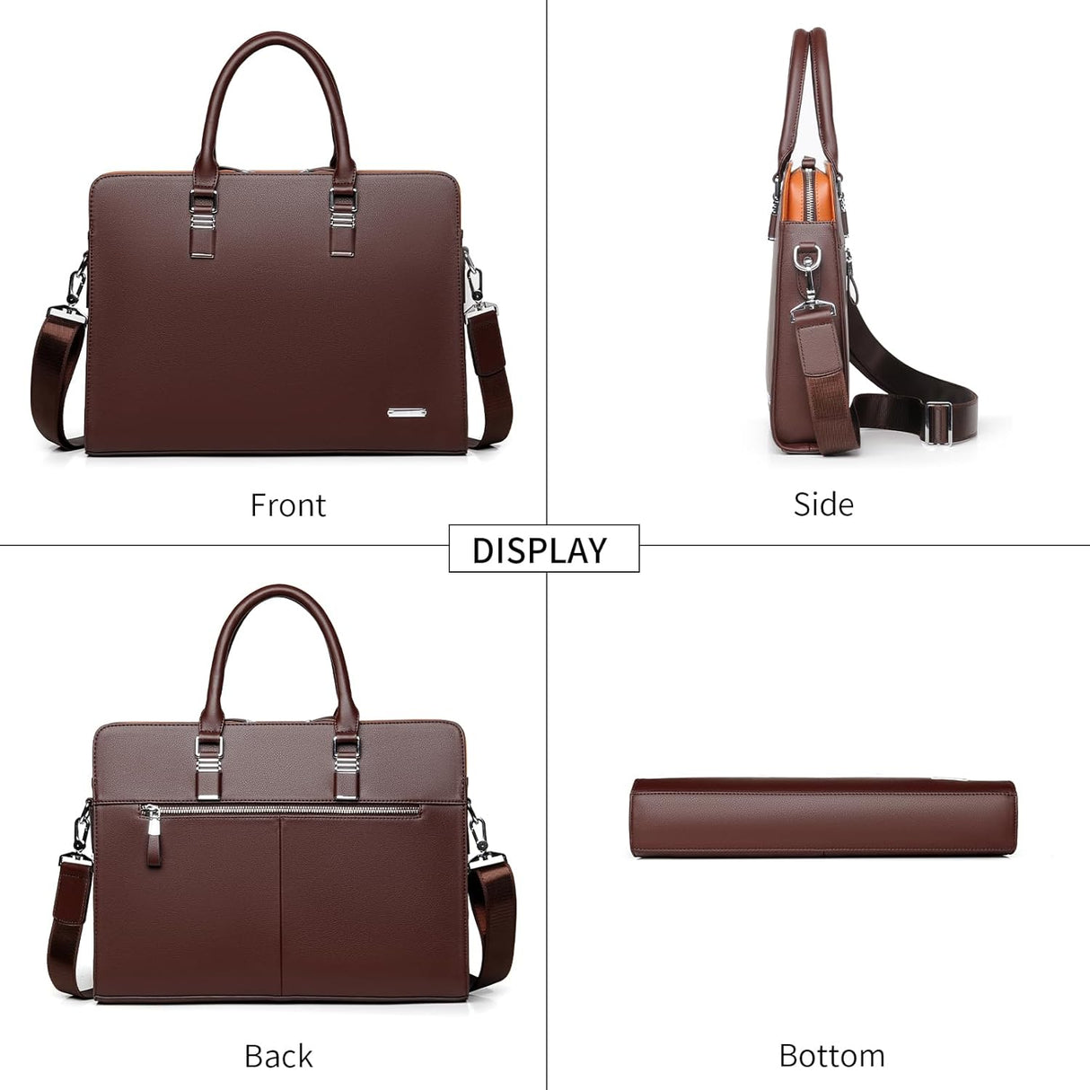 Genuine Leather Business Briefcase 15.6 Inch Laptop Bag Multi Compartment