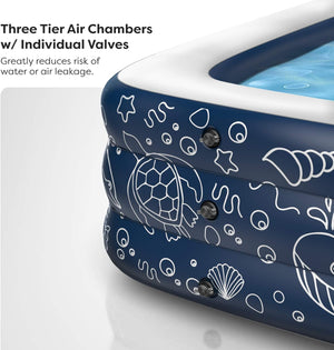 Inflatable Swimming Pool XL for Kids/Adults/Family, Dark Blue (Large 10'x6' Ft / 22" Inches Deep)